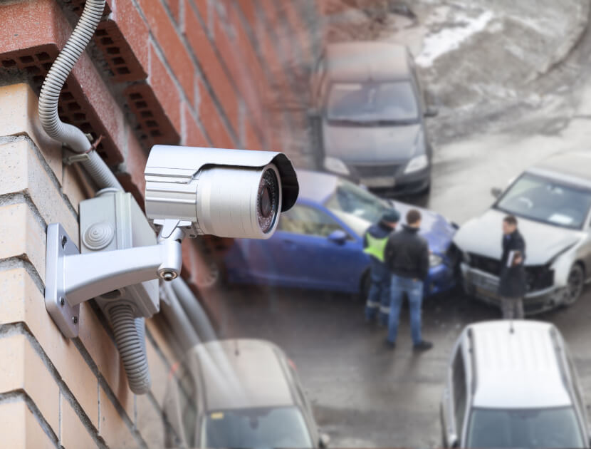 CCTV camera recording a road accident