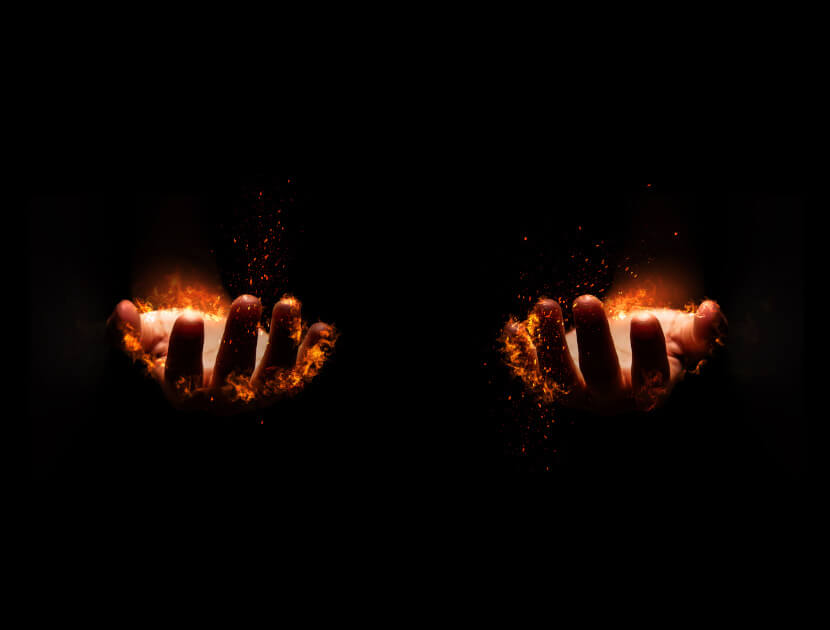 A creative image of hands on fire